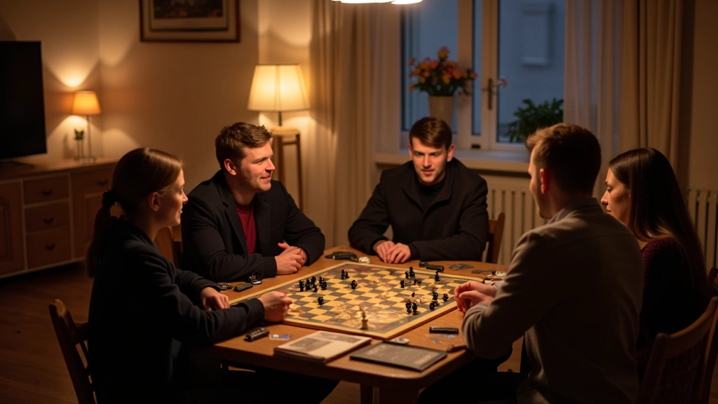 Board game evening setup with friends